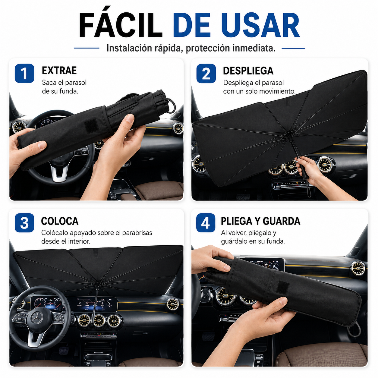 Parasol Plegable para Coche – Protección Solar para el Parabrisas